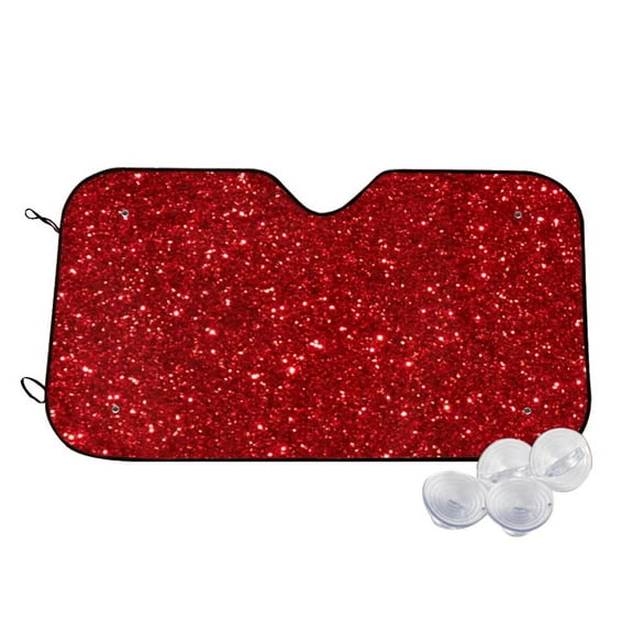 Car Windshield Sunshade Red Glitter Pattern, Foldable Reflective Sun Visor,UV Protection Heat Blocker Sunshade,Car cooling accessory