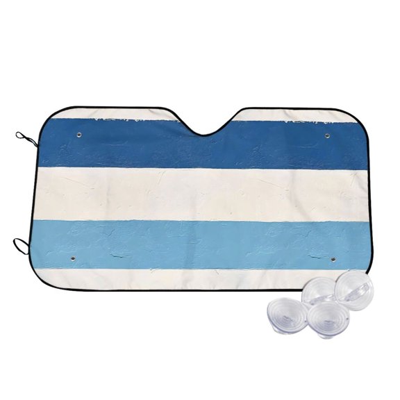 Car Windshield Sunshade To Prevent Aging Heat Resistant Easy To Carry And Store Skyblue Stripe_1