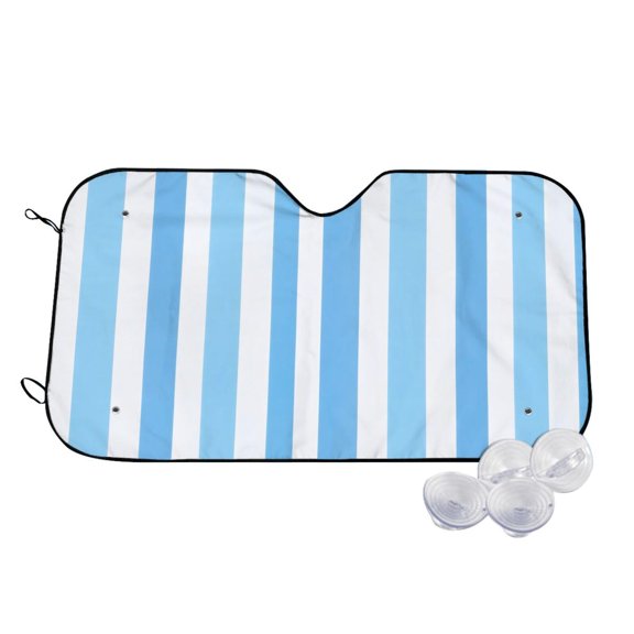 Car Windshield Sunshade To Prevent Aging Heat Resistant Easy To Carry And Store Skyblue Stripe_2