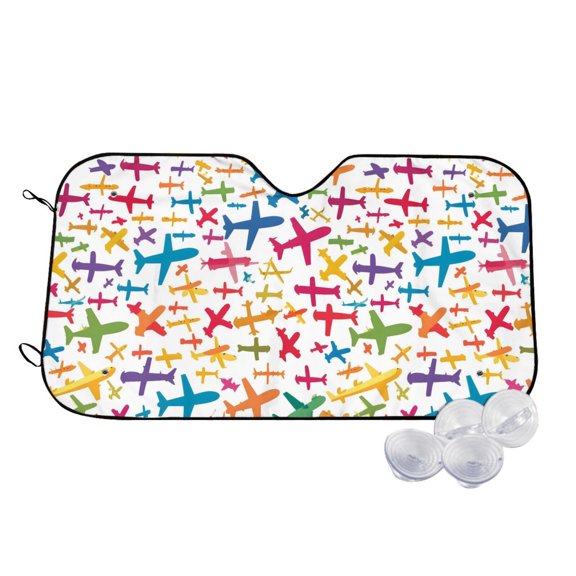 Car Windshield Sunshade To Prevent Aging Heat Resistant Easy To Carry And Store Various Cartoon-Style Airplanes
