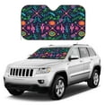 thumbnail image 1 of Car Windshield Sunshade, Trendy Floral Doodles Pattern Sunshade Blocks Heat and Sun's UV rays,Small, 1 of 9