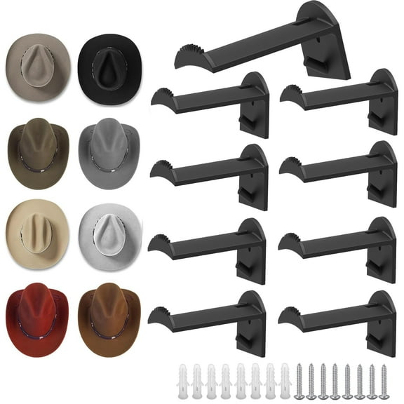 Aokelily 2.8 Inch Cowboy Hat Hooks for Wall - 8 Pack Cowboy Hat Rack, Strong Adhesive Cap Holder Equipped with expansion screws, Organizer for Baseball Caps, Western Room Decor