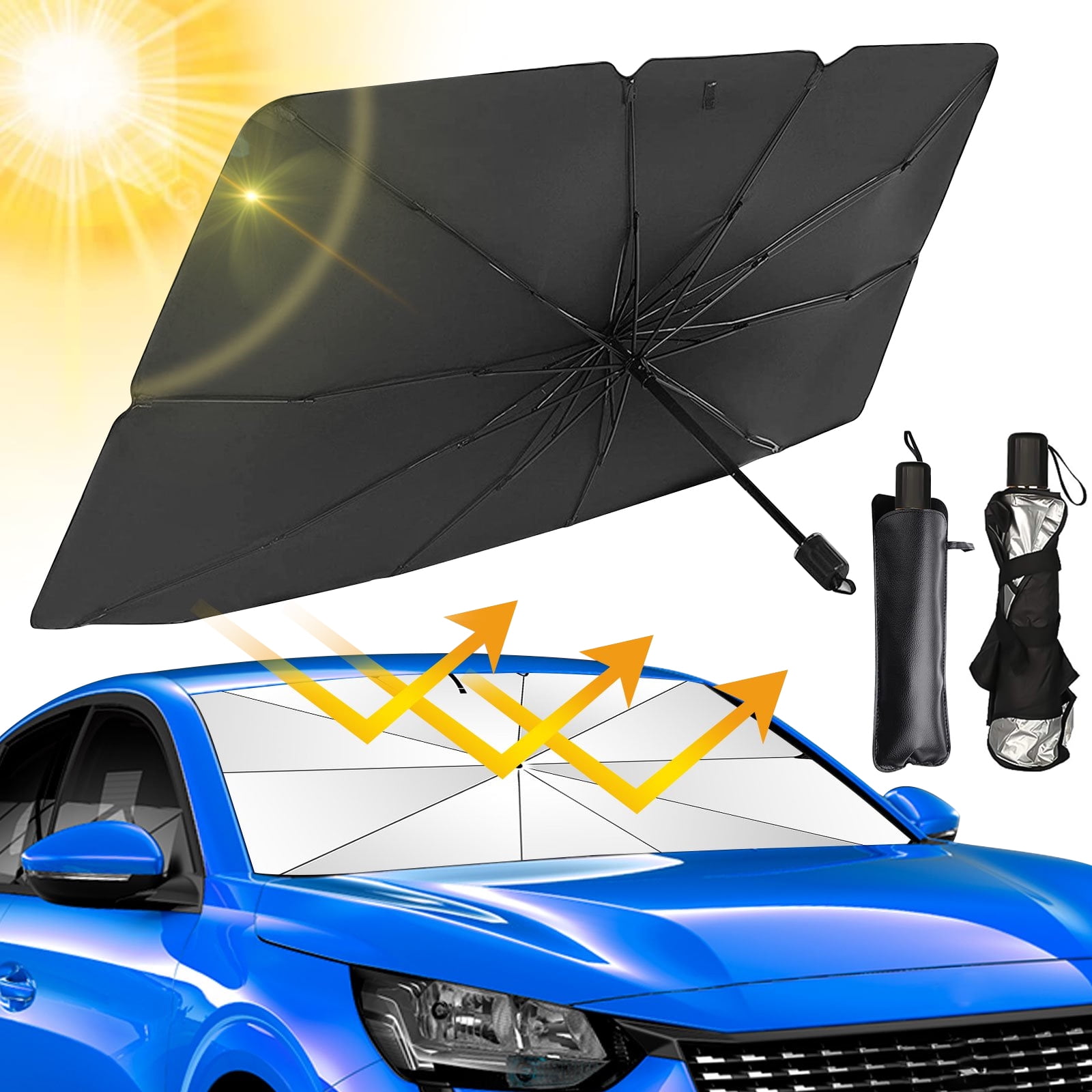 Parasol tipo paraguas para auto