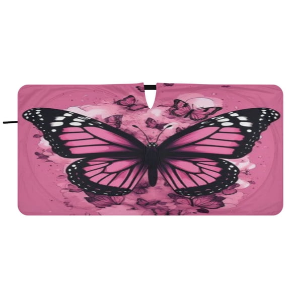 Car Windshield Sunshade with Ring - Foldable UV Protection Sun Shade for Front/Back Window, Heat Insulation,A Butterfly