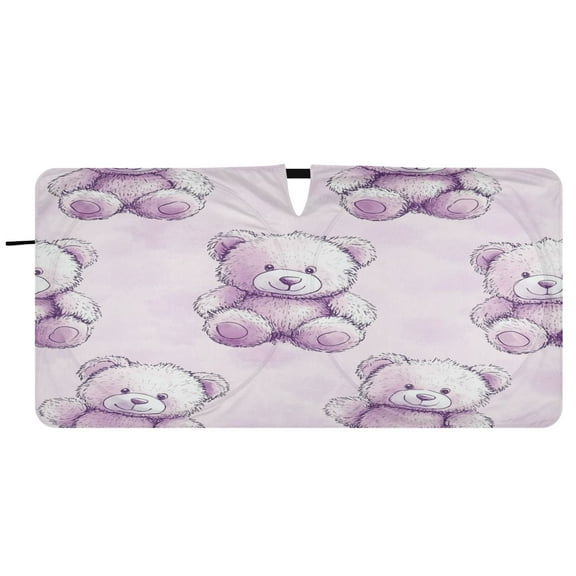 Car Windshield Sunshade with Ring - Foldable UV Protection Sun Shade for Front/Back Window, Heat Insulation,Bear