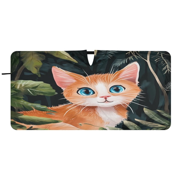 Car Windshield Sunshade with Ring - Foldable UV Protection Sun Shade for Front/Back Window, Heat Insulation,Cartoon