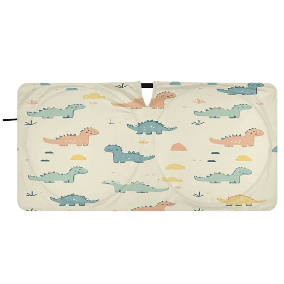 Car Windshield Sunshade with Ring - Foldable UV Protection Sun Shade for Front/Back Window, Heat Insulation,Dinosaurs
