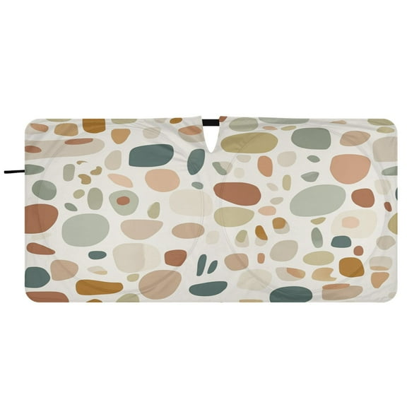 Car Windshield Sunshade with Ring - Foldable UV Protection Sun Shade for Front/Back Window, Heat Insulation,Elegant Terrazzo Pattern