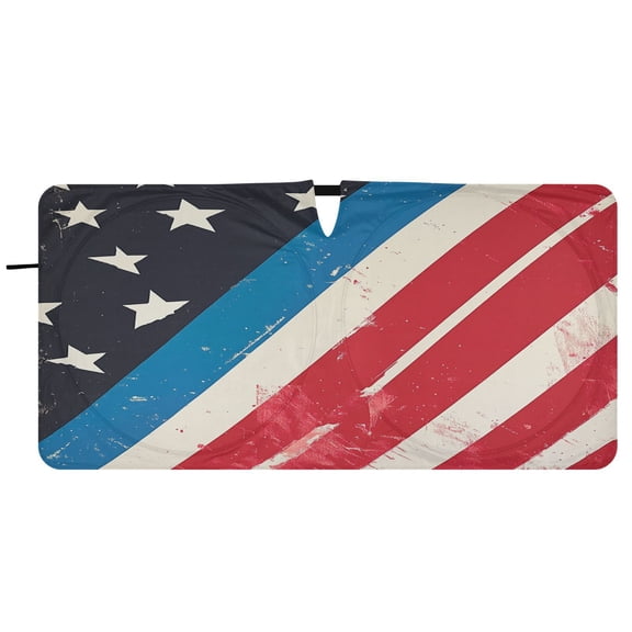 Car Windshield Sunshade with Ring - Foldable UV Protection Sun Shade for Front/Back Window, Heat Insulation,Flag