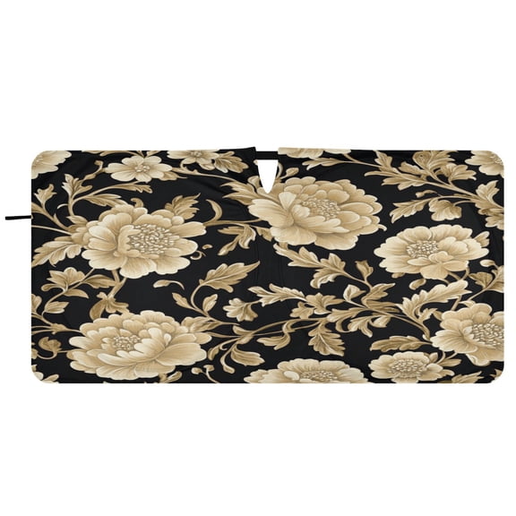 Car Windshield Sunshade with Ring - Foldable UV Protection Sun Shade for Front/Back Window, Heat Insulation,Floral