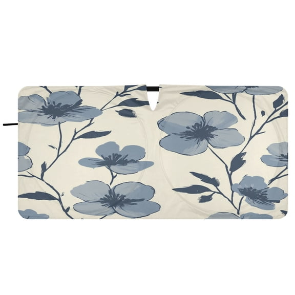 Car Windshield Sunshade with Ring - Foldable UV Protection Sun Shade for Front/Back Window, Heat Insulation,Flower