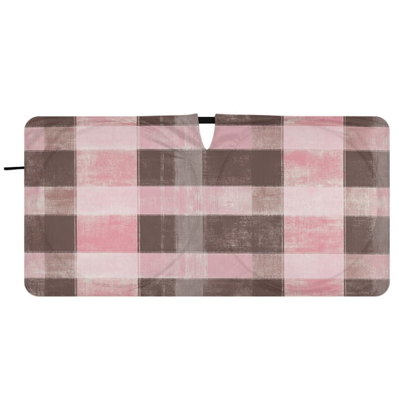 Car Windshield Sunshade with Ring - Foldable UV Protection Sun Shade for Front/Back Window, Heat Insulation,Grid