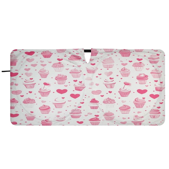 Car Windshield Sunshade with Ring - Foldable UV Protection Sun Shade for Front/Back Window, Heat Insulation,Ice Cream