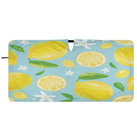 Car Windshield Sunshade with Ring - Foldable UV Protection Sun Shade for Front/Back Window, Heat Insulation,Lemon