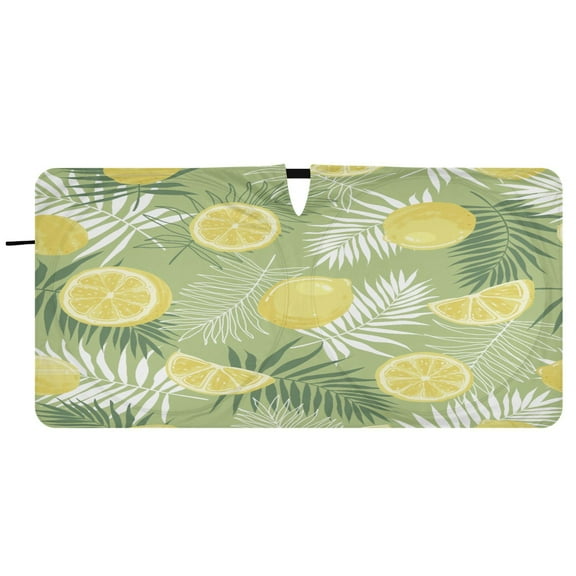 Car Windshield Sunshade with Ring - Foldable UV Protection Sun Shade for Front/Back Window, Heat Insulation,Lemon