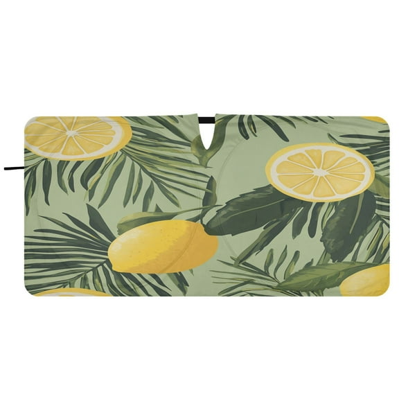 Car Windshield Sunshade with Ring - Foldable UV Protection Sun Shade for Front/Back Window, Heat Insulation,Lemons
