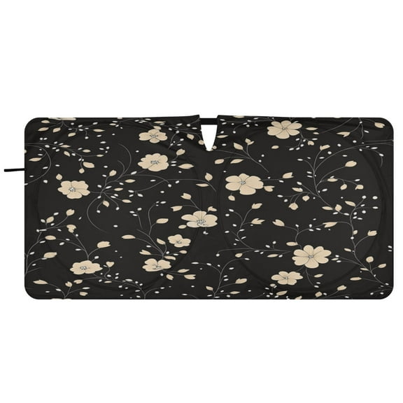 Car Windshield Sunshade with Ring - Foldable UV Protection Sun Shade for Front/Back Window, Heat Insulation,Many Small Flowers
