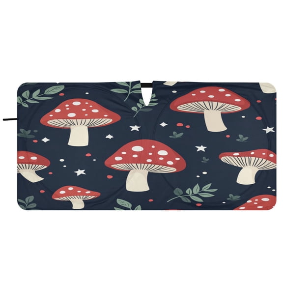 Car Windshield Sunshade with Ring - Foldable UV Protection Sun Shade for Front/Back Window, Heat Insulation,Mushroom