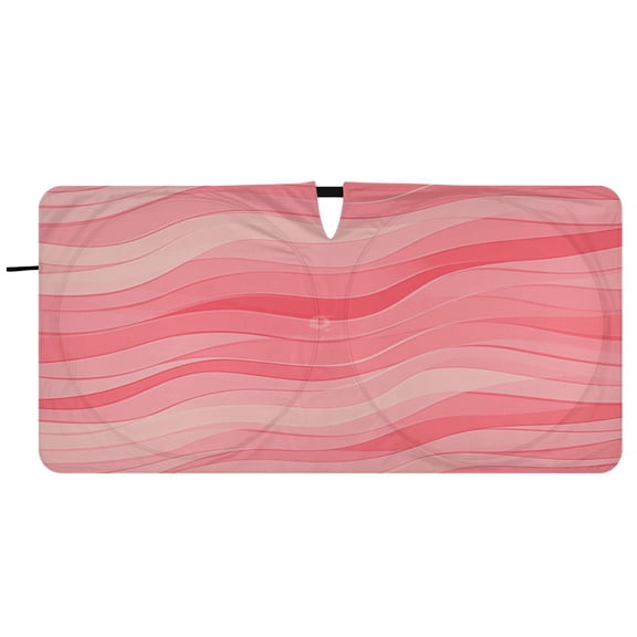 Car Windshield Sunshade with Ring - Foldable UV Protection Sun Shade for Front/Back Window, Heat Insulation,Pink Wavy
