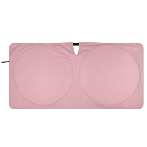 Car Windshield Sunshade with Ring - Foldable UV Protection Sun Shade for Front/Back Window, Heat Insulation,Pink