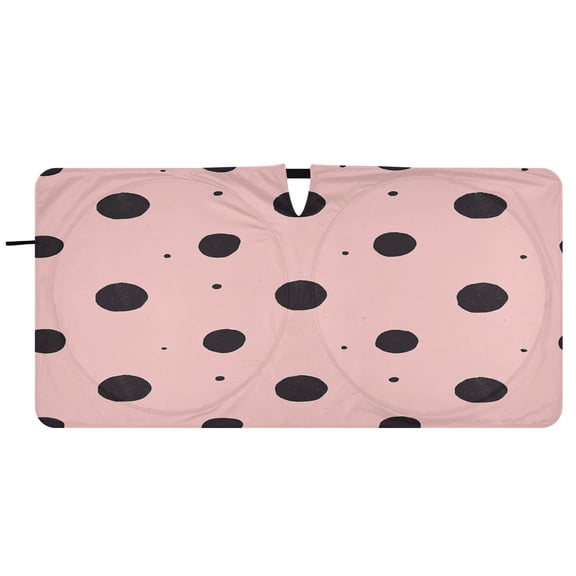 Car Windshield Sunshade with Ring - Foldable UV Protection Sun Shade for Front/Back Window, Heat Insulation,Polka Dots