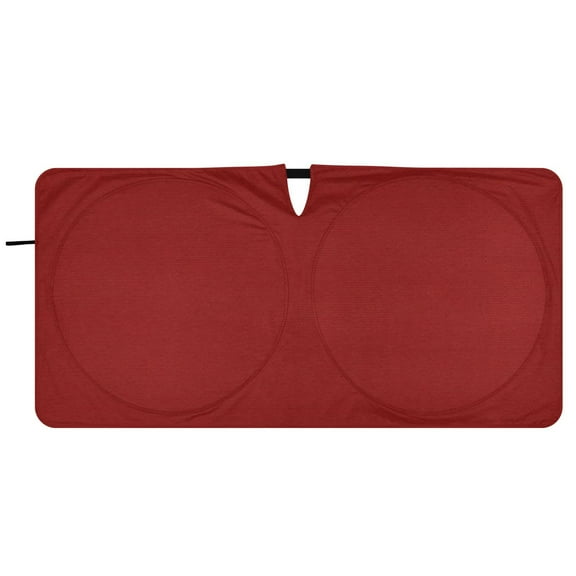 Car Windshield Sunshade with Ring - Foldable UV Protection Sun Shade for Front/Back Window, Heat Insulation,Red
