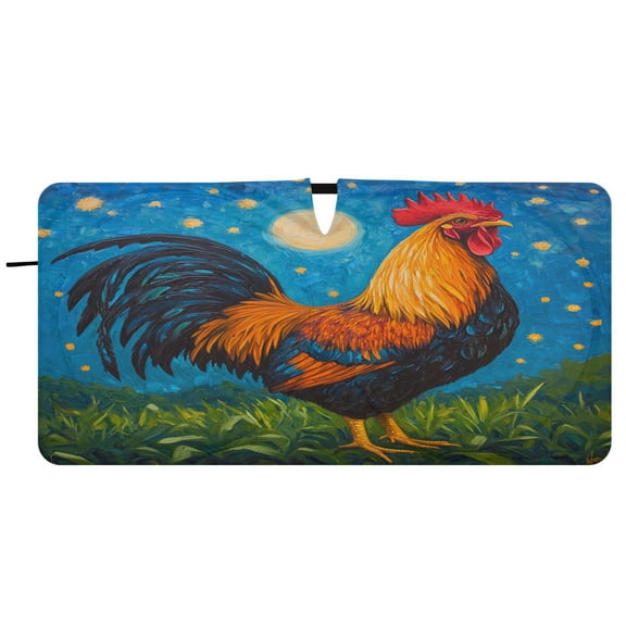 Car Windshield Sunshade with Ring - Foldable UV Protection Sun Shade for Front/Back Window, Heat Insulation,Rooster