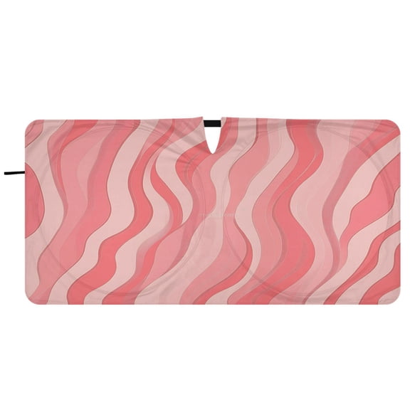 Car Windshield Sunshade with Ring - Foldable UV Protection Sun Shade for Front/Back Window, Heat Insulation,Simple Wavy