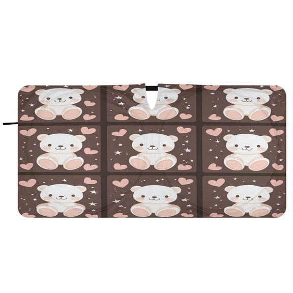 Car Windshield Sunshade with Ring - Foldable UV Protection Sun Shade for Front/Back Window, Heat Insulation,Six Bears