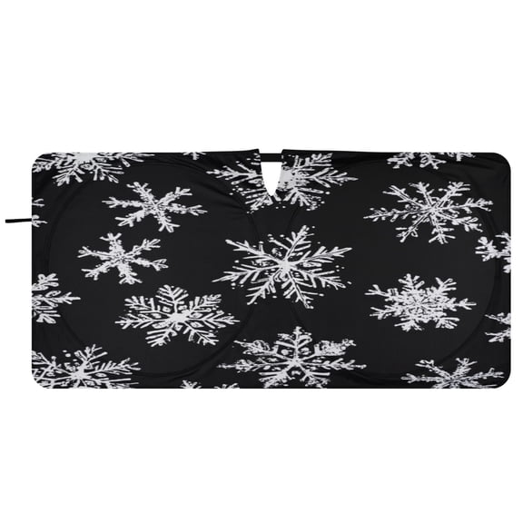 Car Windshield Sunshade with Ring - Foldable UV Protection Sun Shade for Front/Back Window, Heat Insulation,Snowflake