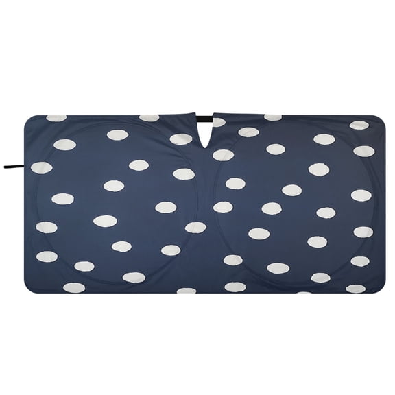 Car Windshield Sunshade with Ring - Foldable UV Protection Sun Shade for Front/Back Window, Heat Insulation,White Polka Dot