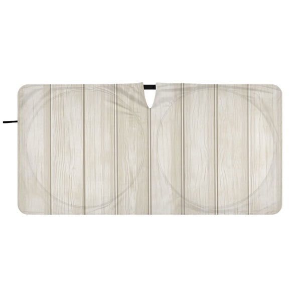 Car Windshield Sunshade with Ring - Foldable UV Protection Sun Shade for Front/Back Window, Heat Insulation,Wood Grain Texture