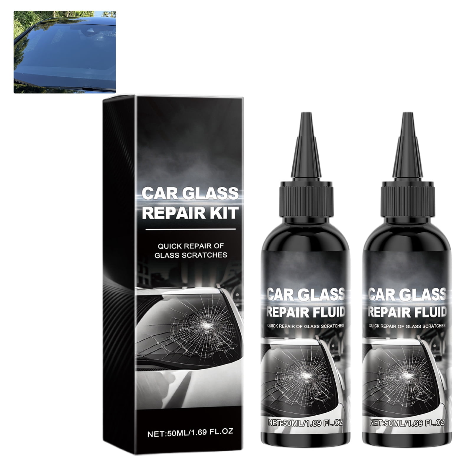 Car Windshield conditioner Kit, Windshield conditioner Repair Kit Car Window Glass Liquid Repair,Glass Scratch Repair Kit,Windshield conditioner Kit for Chips and Cracks (2)