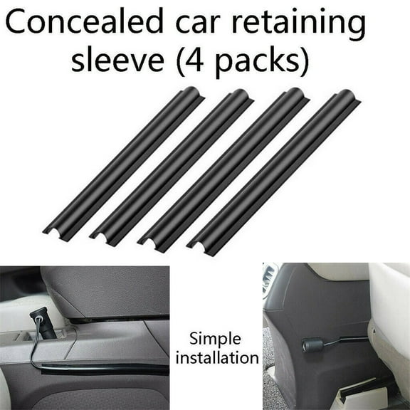 Car Wire Cover Concealed Cable Management Sleeve for Auto Interior, Flexible PVC Line Organizer to Cords Under 5mm, Cuttable Black Trim for Dash Cam GPS, 4-Pack