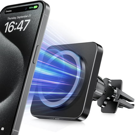 Car Mag-Safe Wireless Charger - Car Mount Fast Charging Air Vent Phone Holder Mount for iPhone 17/16/15/14/13/12 - Black