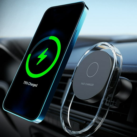 Car Wireless Charger Magnetic 15W Fast Charging, QQZ Strong Adsorption 360 Rotation Phone Holder, Quick Charge Auto Clamp Vent Mount for Qi Devices