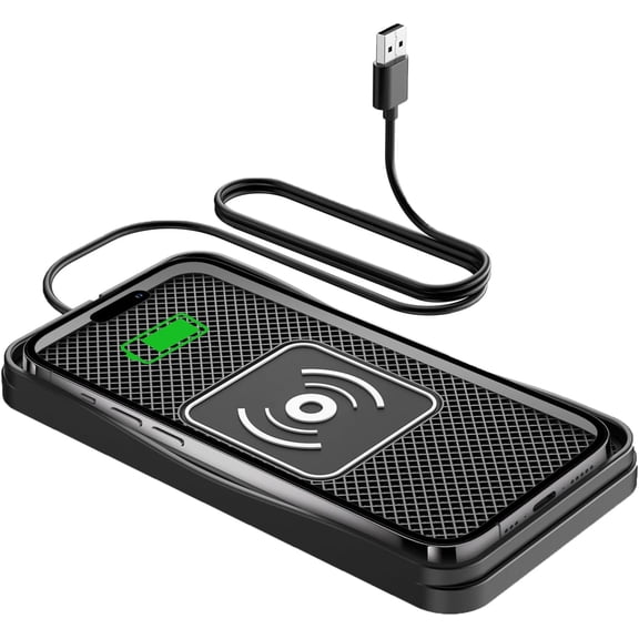 Car Wireless Charger Pad, 15W Fast Wireless Car Charger, Non-Slip Wireless Phone Charger Car Compatible with iPhone 17/16/15/14/13/12, Samsung and LG, Android Phones