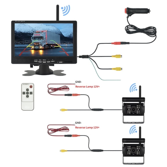 Car Wireless Monitor With Rear View Camera For Trailer Parking Waterproof Reversing Camera 7" HD Screen For Truck RV 24V ,High Volume Speakers