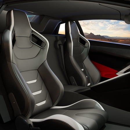 Car accessories 2PC Universal Bucket Racing Seats White Stitch White PVC Leather Reclinable Carbon Look Leather Back With Adjustor Slider(Not Including Seat Bracket ) 1 box of 2 pieces,Car accessorie