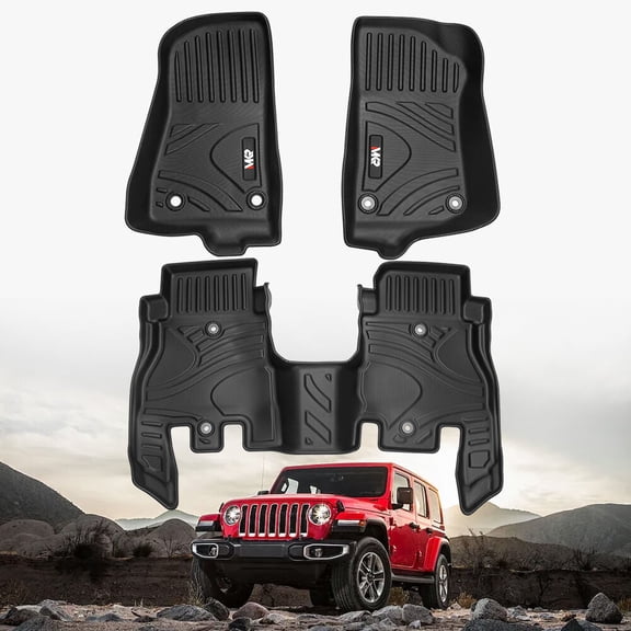 Car accessories MKR Waterproof and Stain-resistant TPE Car Floor Mats Black 3 PCS For Jeep Wrangler JL 2018+ 4 Doors Model ( Not Fit for Jeep Wrangler JK or 4XE),Car accessories