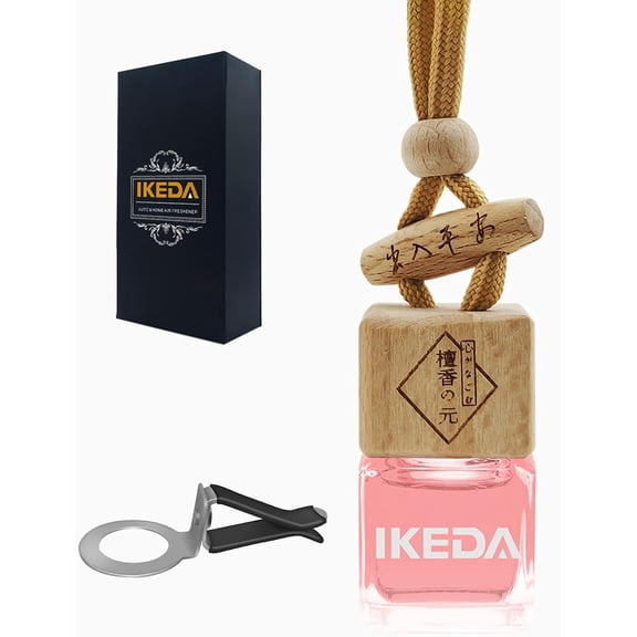 Car air freshener | Square hanging car fragrance with vent clip bottle | Long-lasting fragrance | Essential oil diffuser | Deodorant (Square - Strawberry)