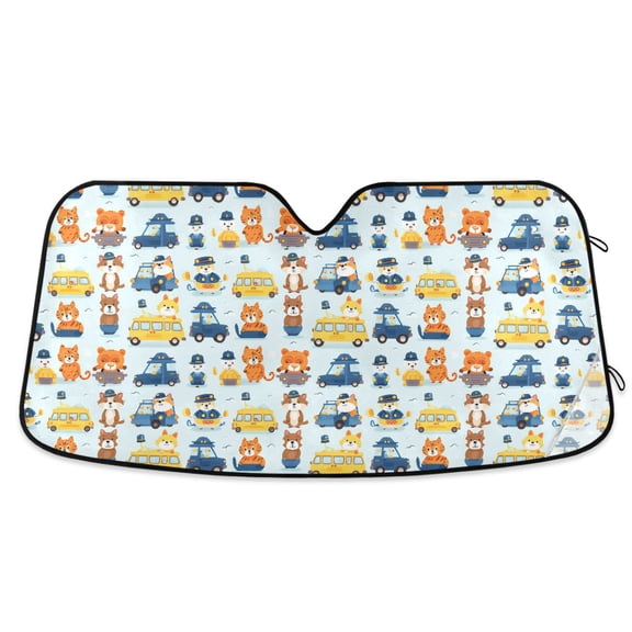Car and Animal Car Windshield Sun Shade Foldable Car Front Window Visor Heat and UV Protection 53x23.5