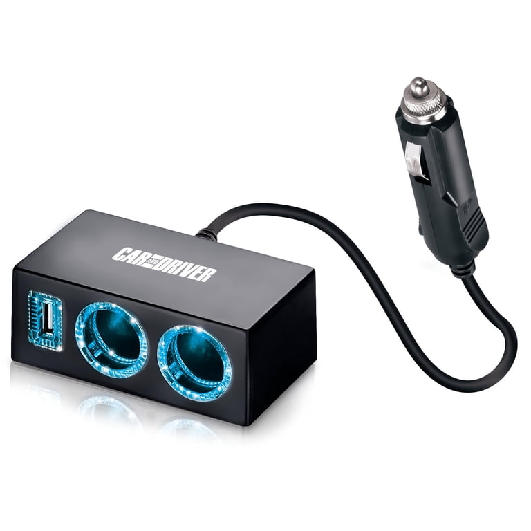 dual socket car cigarette charger Car and Driver USB + Dual Socket Car Charger - Power adapter - 800 mA - 3  output connectors (USB, automobile cigarette lighter)