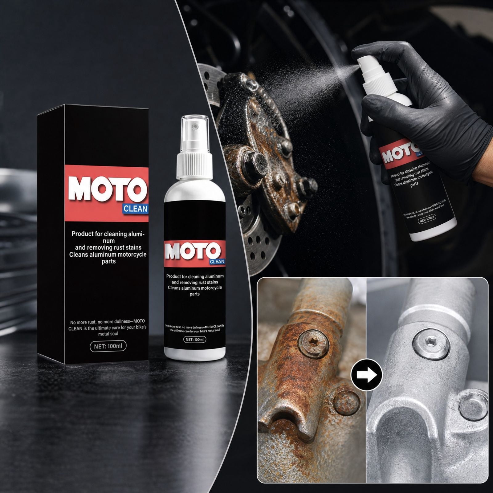 Rust Stain Liquid Car and Motorcycle Metal Rust Remover Spray, Rust Stain Cleaner for ...