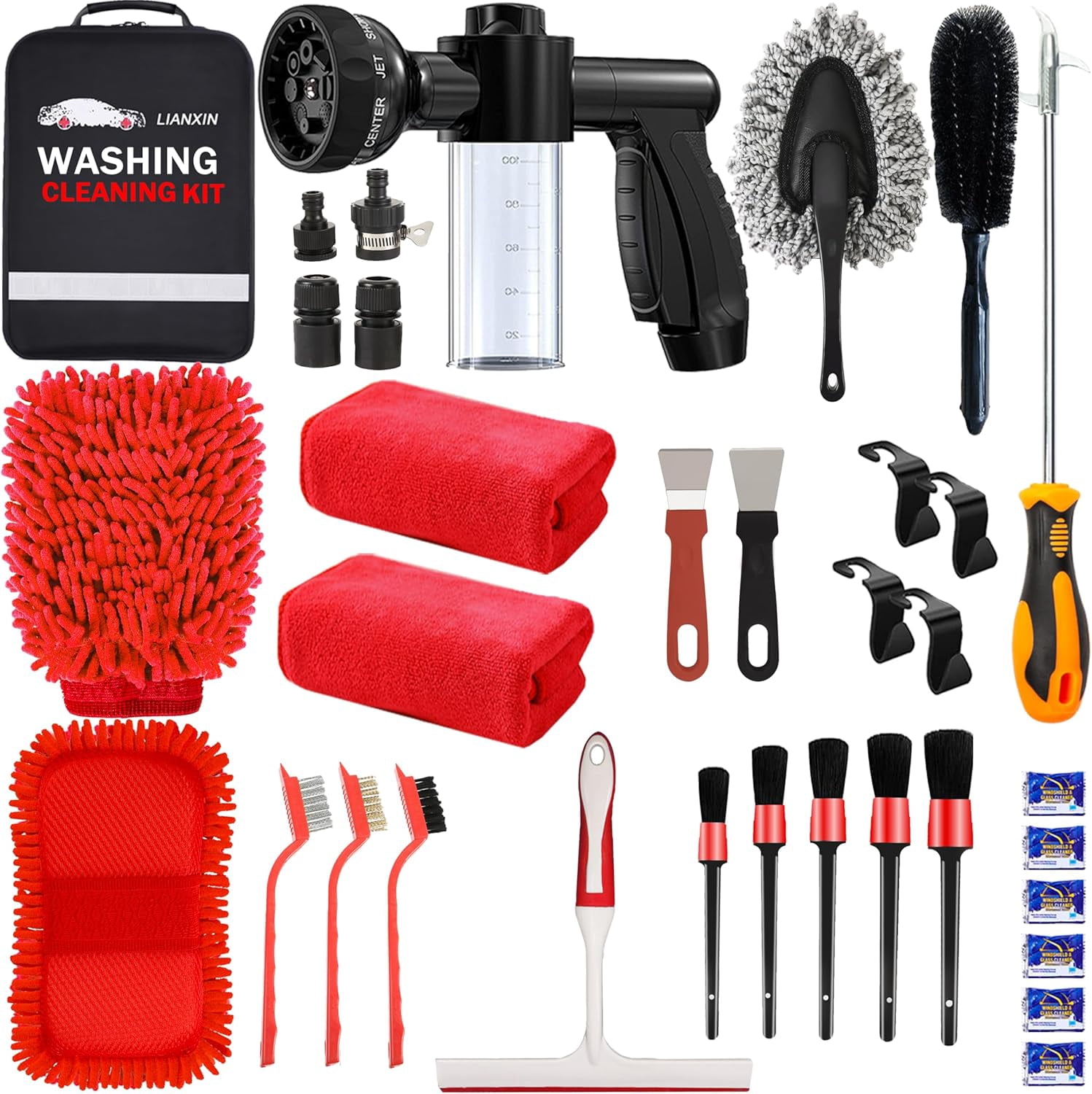 Car cleaning set - car cleaning set car foam gun microfiber sponge car cleaning set tire brush towels complete large car washing gloves