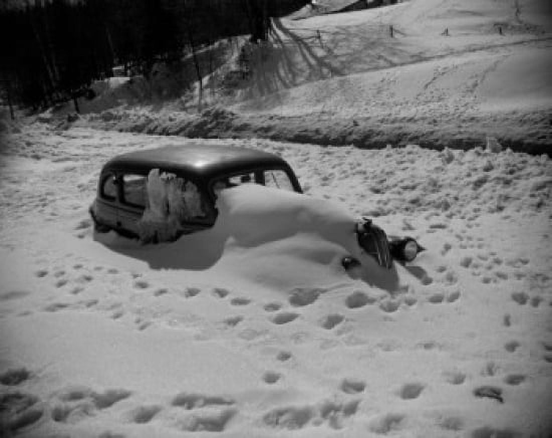 Car covered in snow Canvas Art -  (24 x 36)