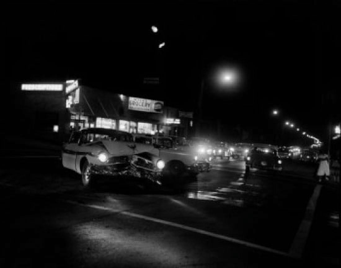 Car crash during night Canvas Art - (24 x 36)