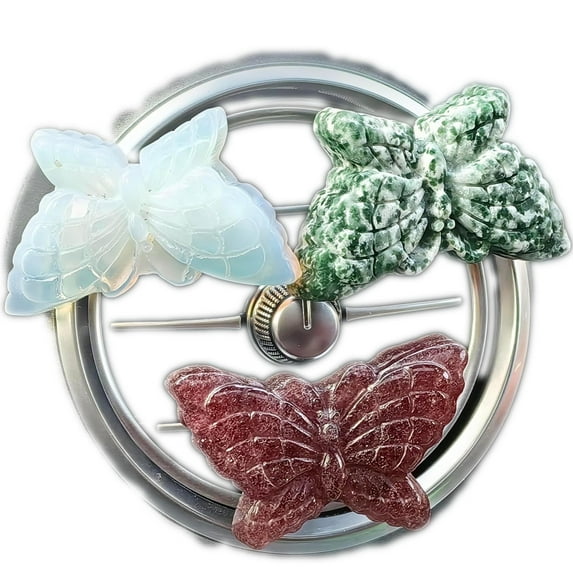 Car crystal car vent clip butterfly Statue Figurine natural carved crystal car interior decor, Charm car accessories, gifts women