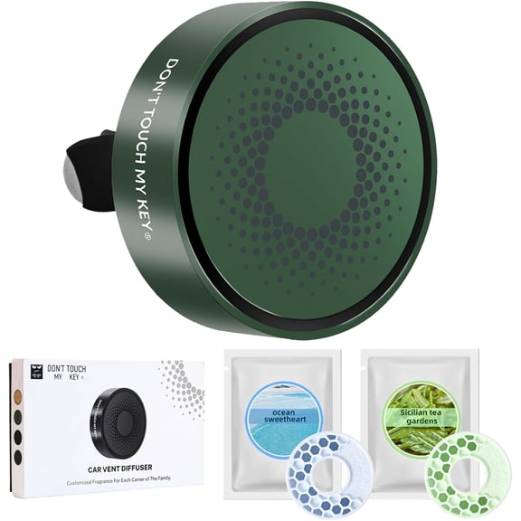 Car diffuser air freshener vent clip aluminum fragrance diffuser long-lasting fragrance deodorant pleasant new car scent fragrance, comes with 2 pieces of replacement pads marine tea scent for men an