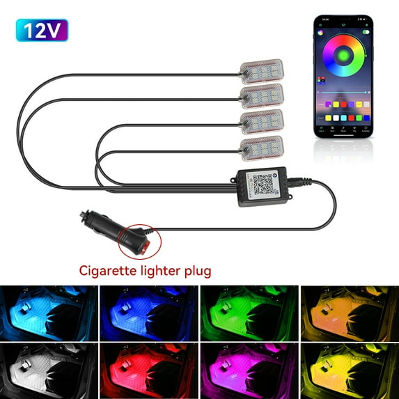 Car environment decorative lights Auto Interior Ambient Lamps with APP control Car Atmosphere Led Foot Light USB Lighter